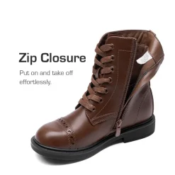 Girls’ Cushioned Side Zipper Perforated Ankle Boots