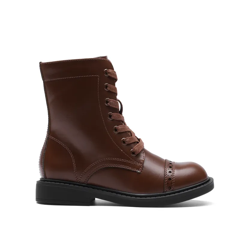 Girls’ Cushioned Side Zipper Perforated Ankle Boots