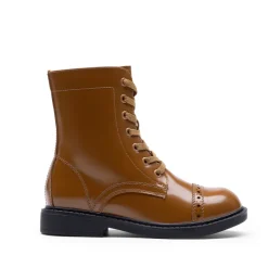 Girls’ Cushioned Side Zipper Perforated Ankle Boots