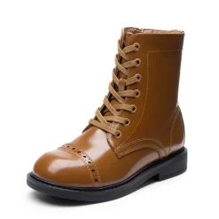 Girls’ Cushioned Side Zipper Perforated Ankle Boots