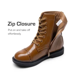 Girls’ Cushioned Side Zipper Perforated Ankle Boots