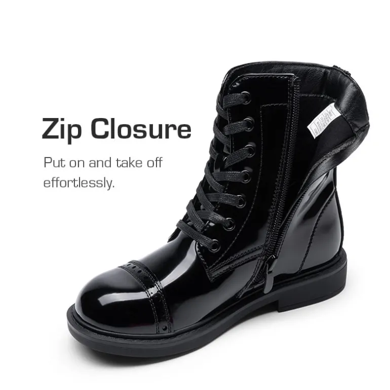 Girls’ Cushioned Side Zipper Perforated Ankle Boots