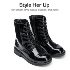 Girls’ Cushioned Side Zipper Perforated Ankle Boots