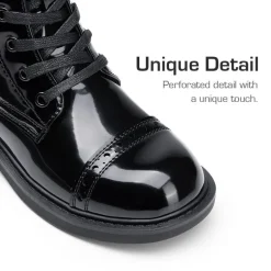 Girls’ Cushioned Side Zipper Perforated Ankle Boots