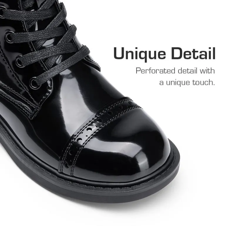 Girls’ Cushioned Side Zipper Perforated Ankle Boots