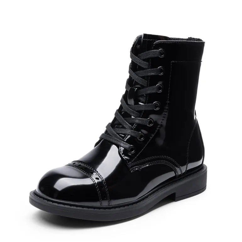 Girls’ Cushioned Side Zipper Perforated Ankle Boots
