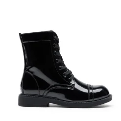 Girls’ Cushioned Side Zipper Perforated Ankle Boots