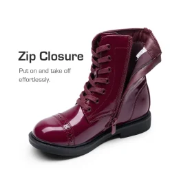 Girls’ Cushioned Side Zipper Perforated Ankle Boots