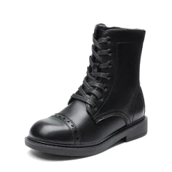 Girls’ Cushioned Side Zipper Perforated Ankle Boots
