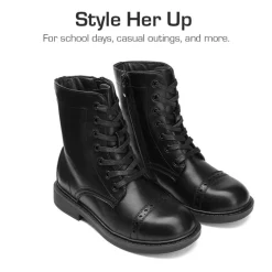 Girls’ Cushioned Side Zipper Perforated Ankle Boots