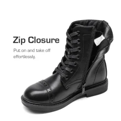 Girls’ Cushioned Side Zipper Perforated Ankle Boots
