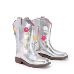 Girls’ Durable Slip-On Floral Western Boots