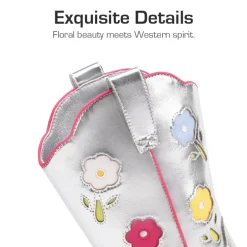 Girls’ Durable Slip-On Floral Western Boots