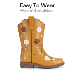 Girls’ Durable Slip-On Floral Western Boots