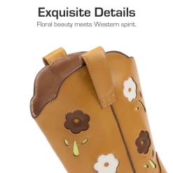 Girls’ Durable Slip-On Floral Western Boots