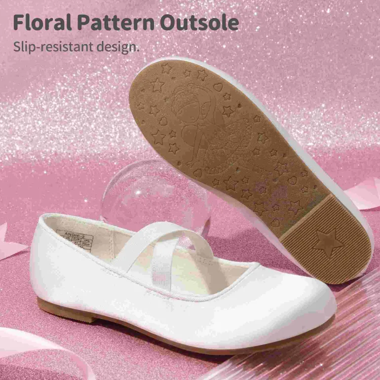 Girl's Elastic Strap Rhinestone Ballerina Flats