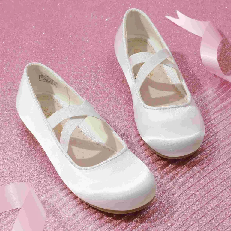Girl's Elastic Strap Rhinestone Ballerina Flats