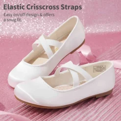 Girl's Elastic Strap Rhinestone Ballerina Flats