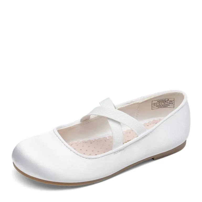 Girl's Elastic Strap Rhinestone Ballerina Flats