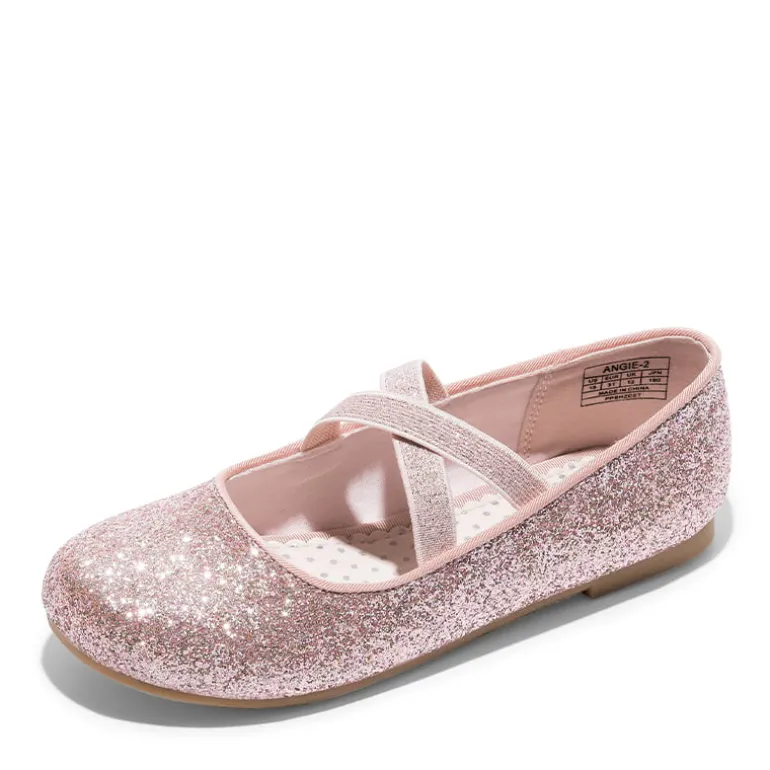 Girl's Elastic Strap Rhinestone Ballerina Flats