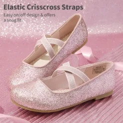 Girl's Elastic Strap Rhinestone Ballerina Flats