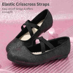 Girl's Elastic Strap Rhinestone Ballerina Flats