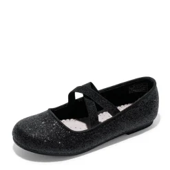 Girl's Elastic Strap Rhinestone Ballerina Flats