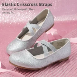 Girl's Elastic Strap Rhinestone Ballerina Flats