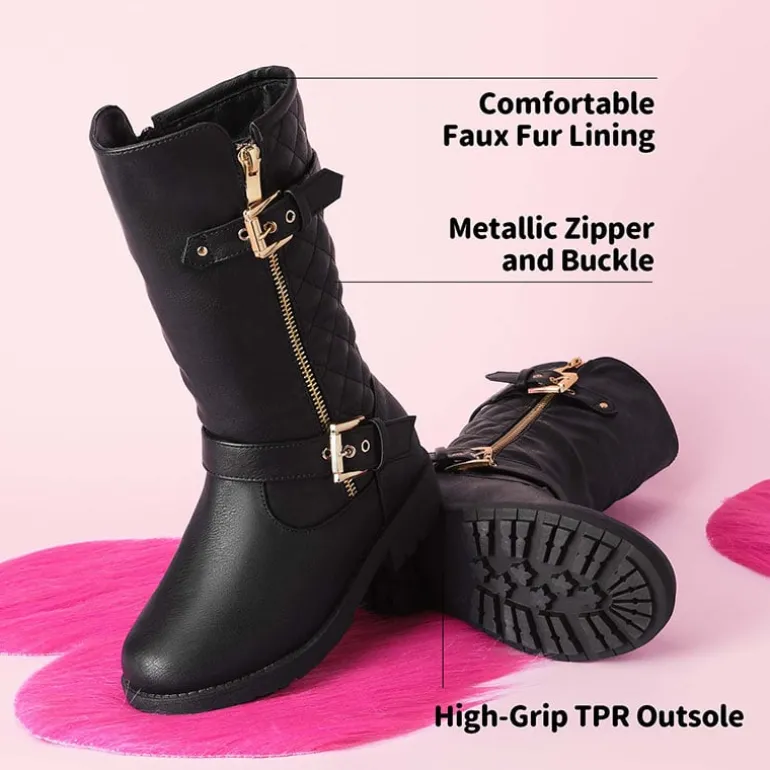 Girls Faux Winter Riding Boots