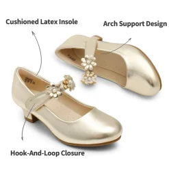 Girls Flower Mary Jane Low Heels