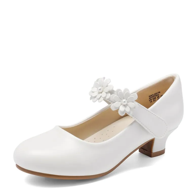 Girls Flower Mary Jane Low Heels