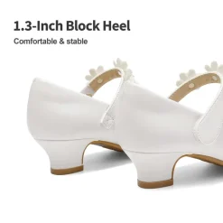 Girls Flower Mary Jane Low Heels