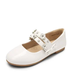 Girls Flower Pearls Bow Mary Jane Flats