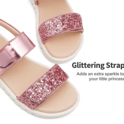 Girls Glittering Strap Flat Sandals