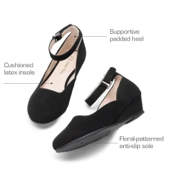 Girls’ Glitter Strap Comfort Pumps