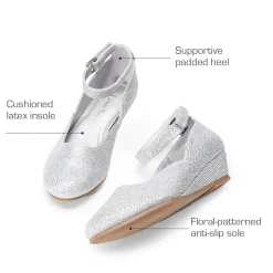 Girls’ Glitter Strap Comfort Pumps