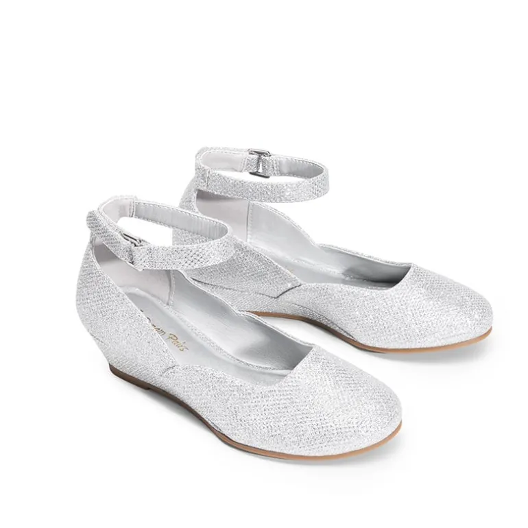 Girls’ Glitter Strap Comfort Pumps
