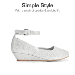 Girls’ Glitter Strap Comfort Pumps