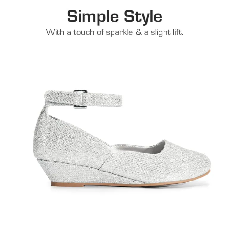 Girls’ Glitter Strap Comfort Pumps