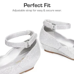 Girls’ Glitter Strap Comfort Pumps