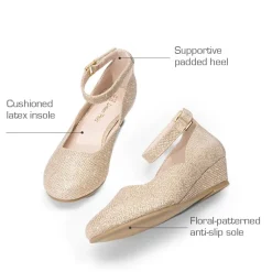 Girls’ Glitter Strap Comfort Pumps