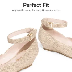 Girls’ Glitter Strap Comfort Pumps