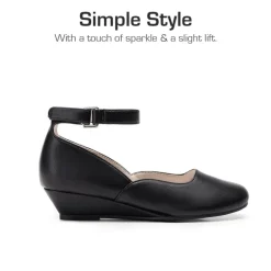 Girls’ Glitter Strap Comfort Pumps