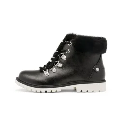 Girls' Lace-Up Faux Fur Ankle Boots