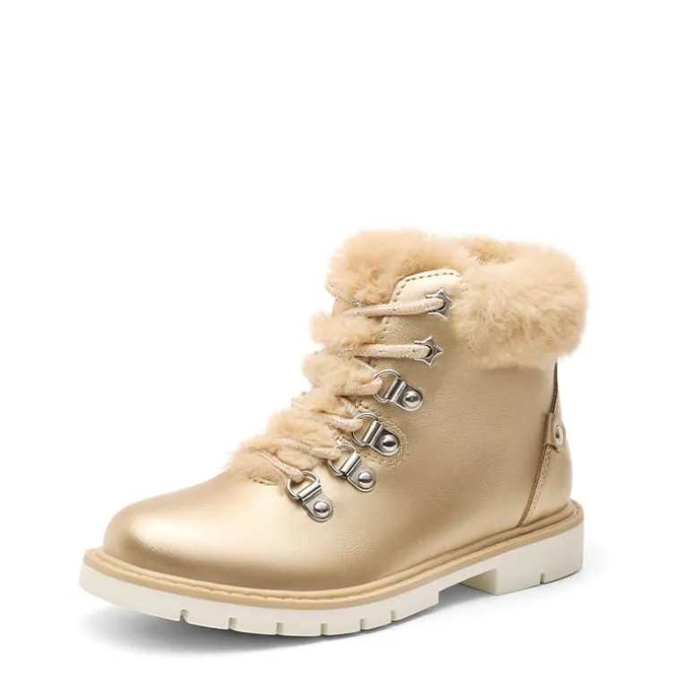 Girls' Lace-Up Faux Fur Ankle Boots