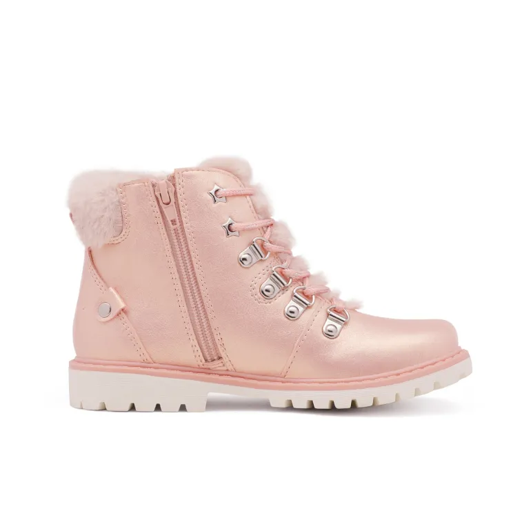Girls' Lace-Up Faux Fur Ankle Boots
