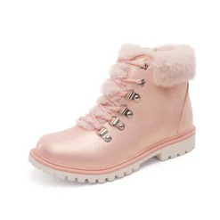 Girls' Lace-Up Faux Fur Ankle Boots