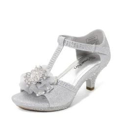 Girls Low Heel Glitter Pump Sandals