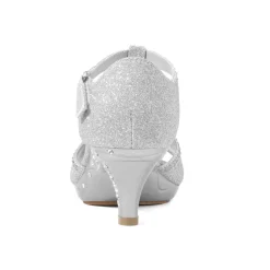 Girls Low Heel Glitter Pump Sandals