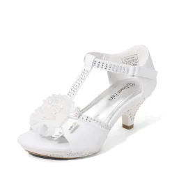 Girls Low Heel Glitter Pump Sandals